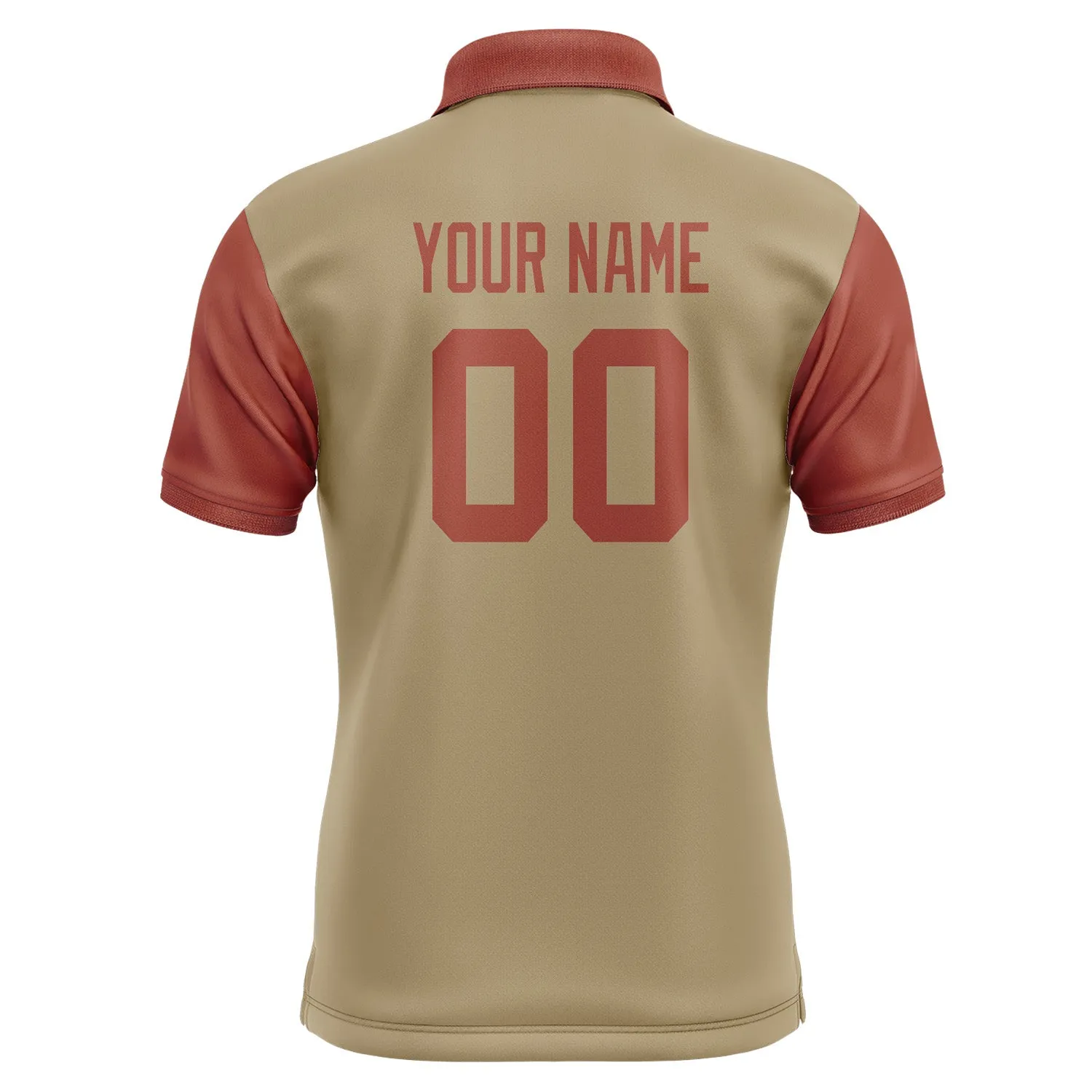 Custom Light Khaki Coral Red Short-Sleeve Polo Shirt