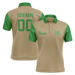 Custom Light Khaki Emerald Green Short-Sleeve Polo Shirt