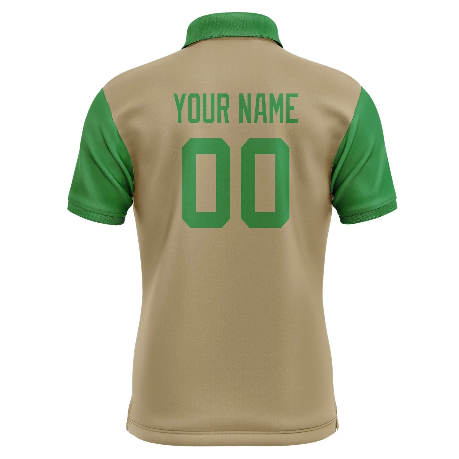 Custom Light Khaki Emerald Green Short-Sleeve Polo Shirt