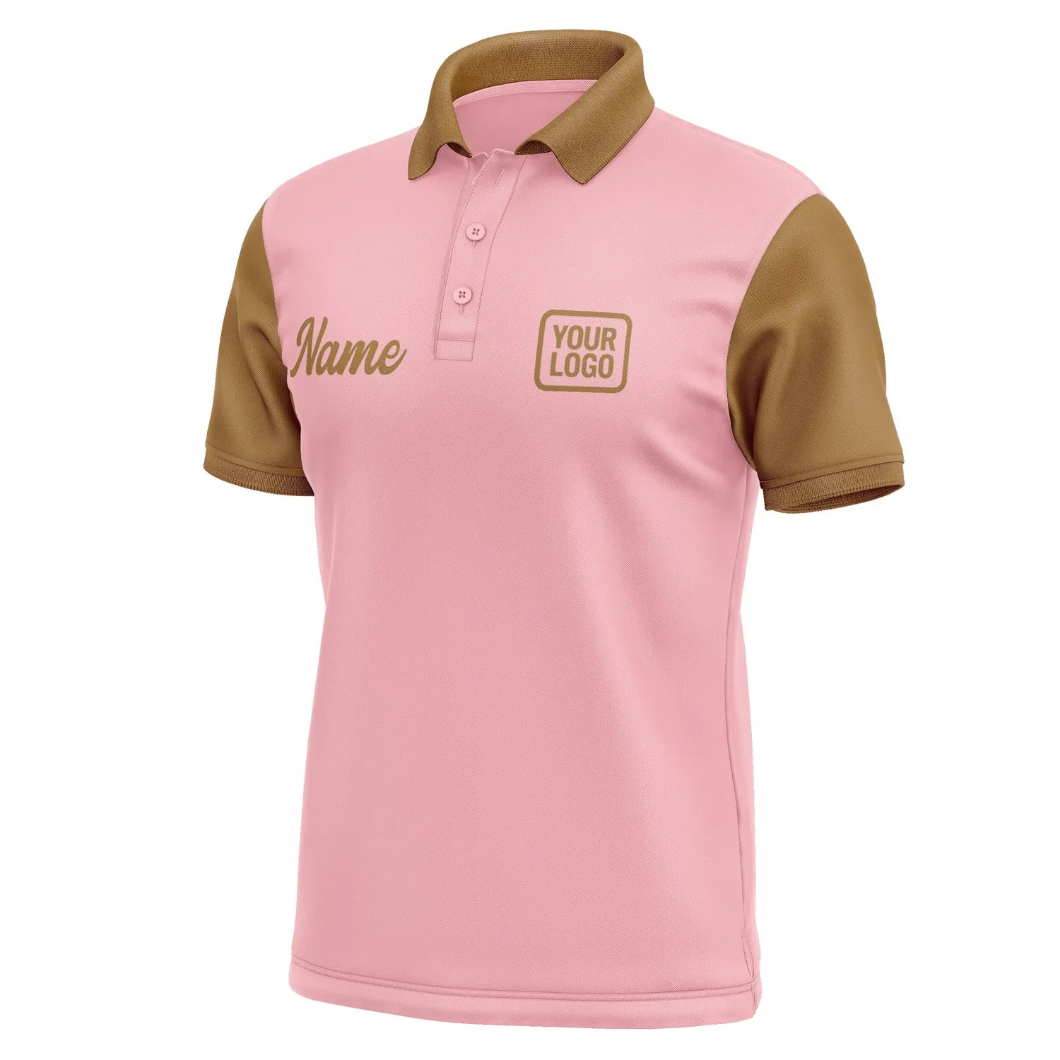 Custom Light Pink Khaki Short-Sleeve Polo Shirt