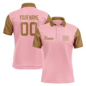 Custom Light Pink Khaki Short-Sleeve Polo Shirt