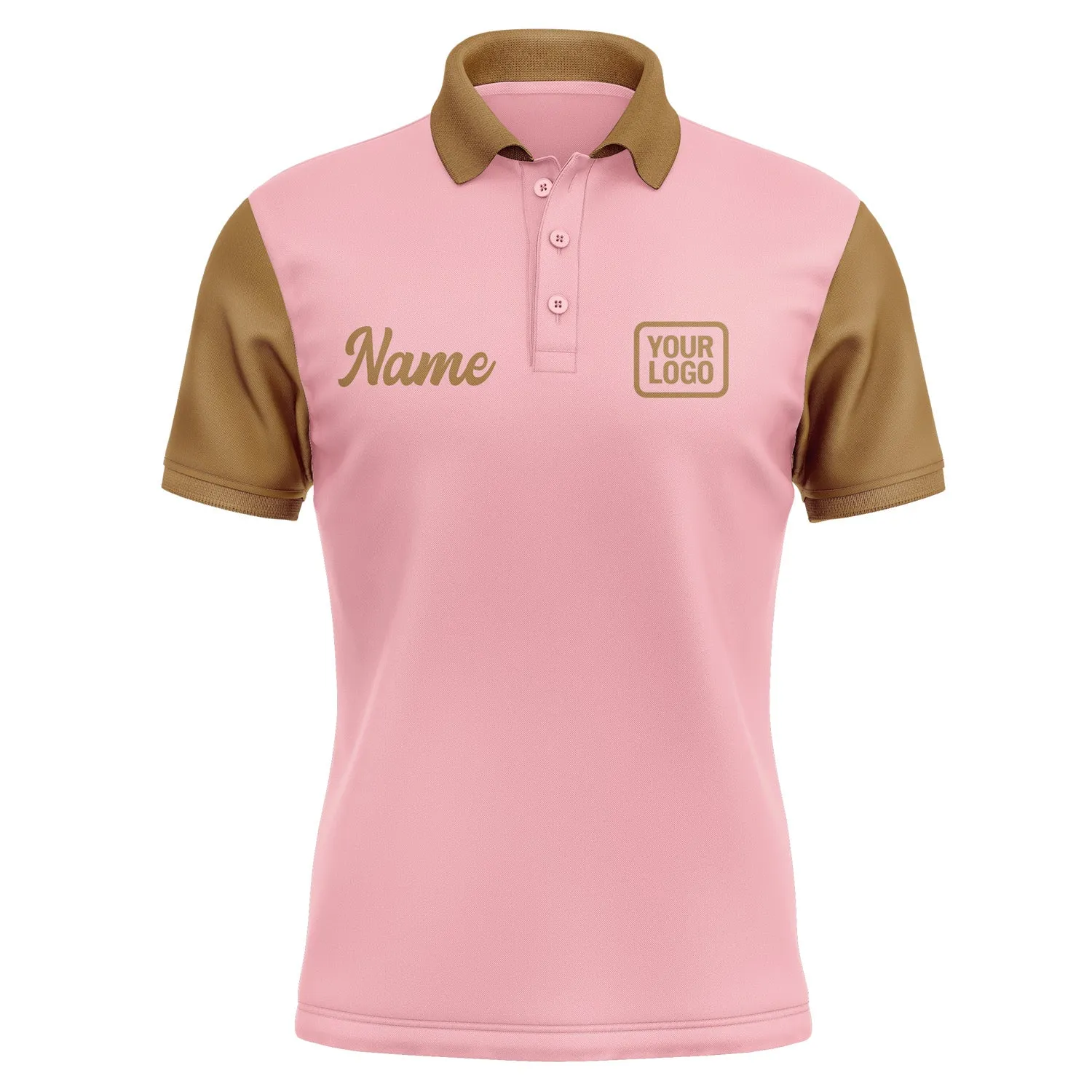 Custom Light Pink Khaki Short-Sleeve Polo Shirt