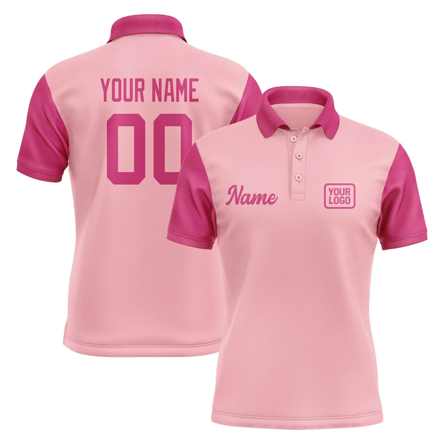 Custom Light Pink Pink Short-Sleeve Polo Shirt