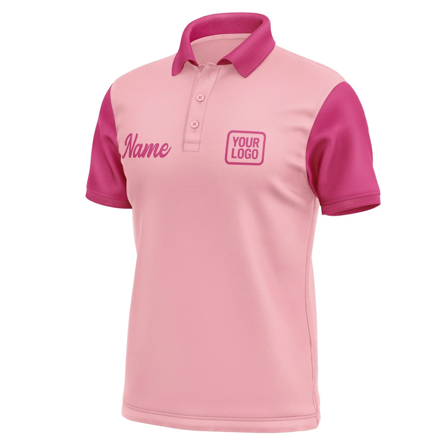 Custom Light Pink Pink Short-Sleeve Polo Shirt