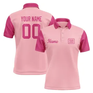 Custom Light Pink Pink Short-Sleeve Polo Shirt