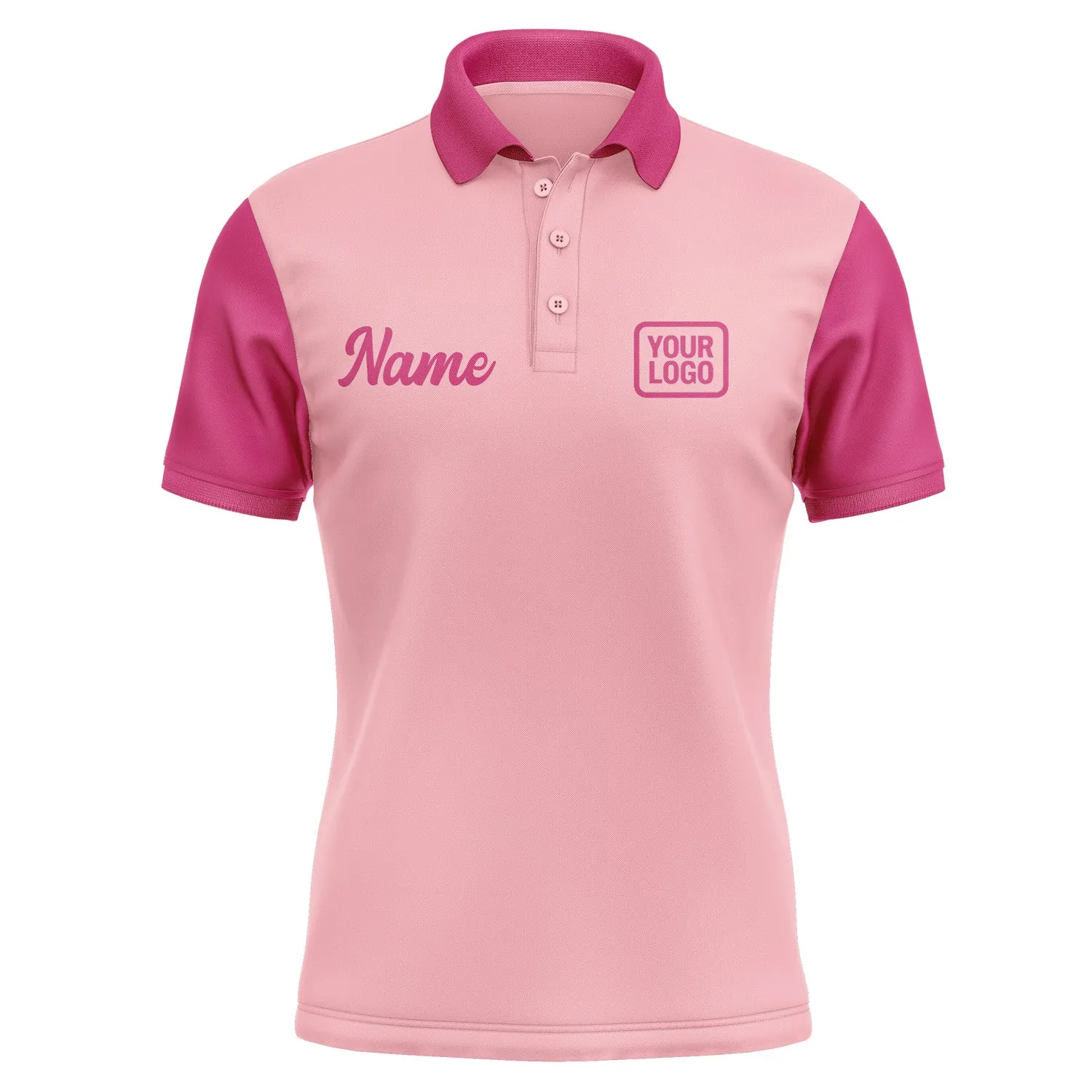 Custom Light Pink Pink Short-Sleeve Polo Shirt