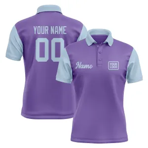 Custom Light Purple Light Blue Short-Sleeve Polo Shirt