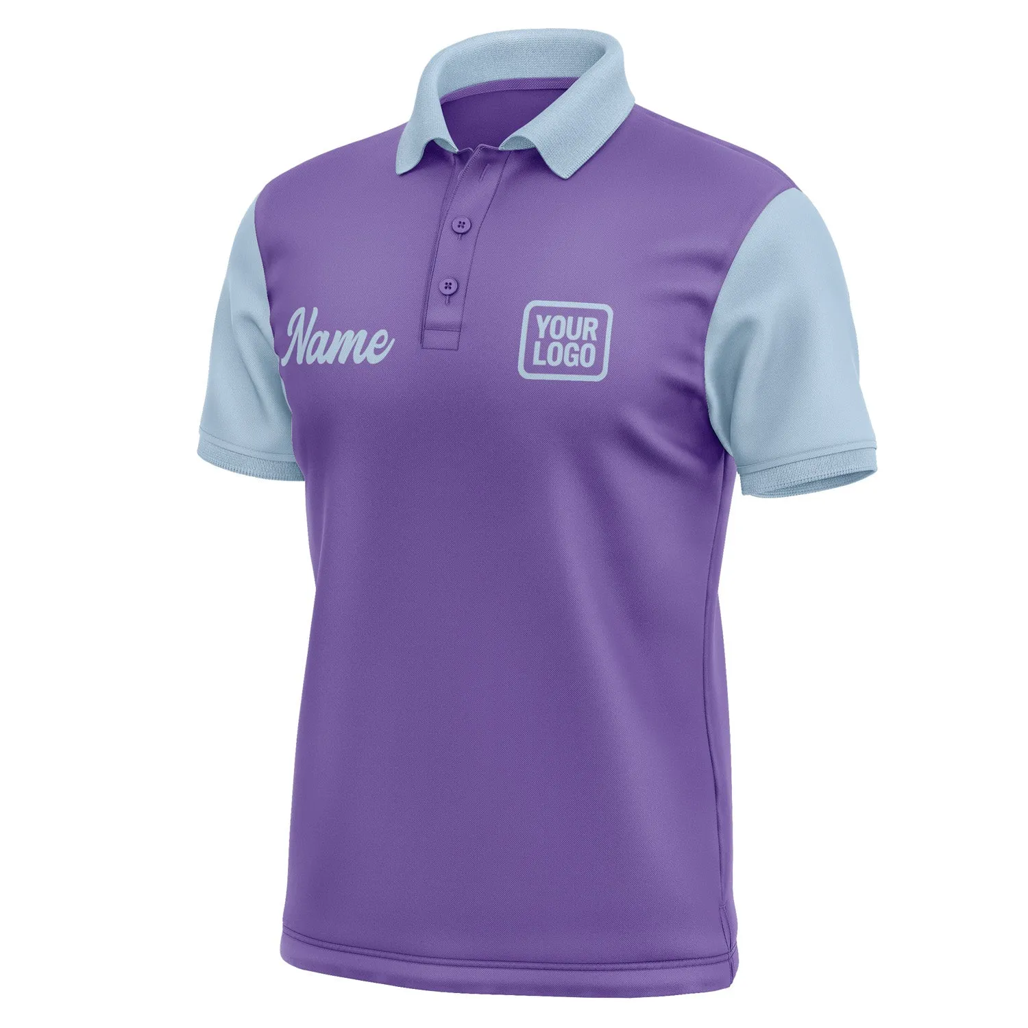 Custom Light Purple Light Blue Short-Sleeve Polo Shirt