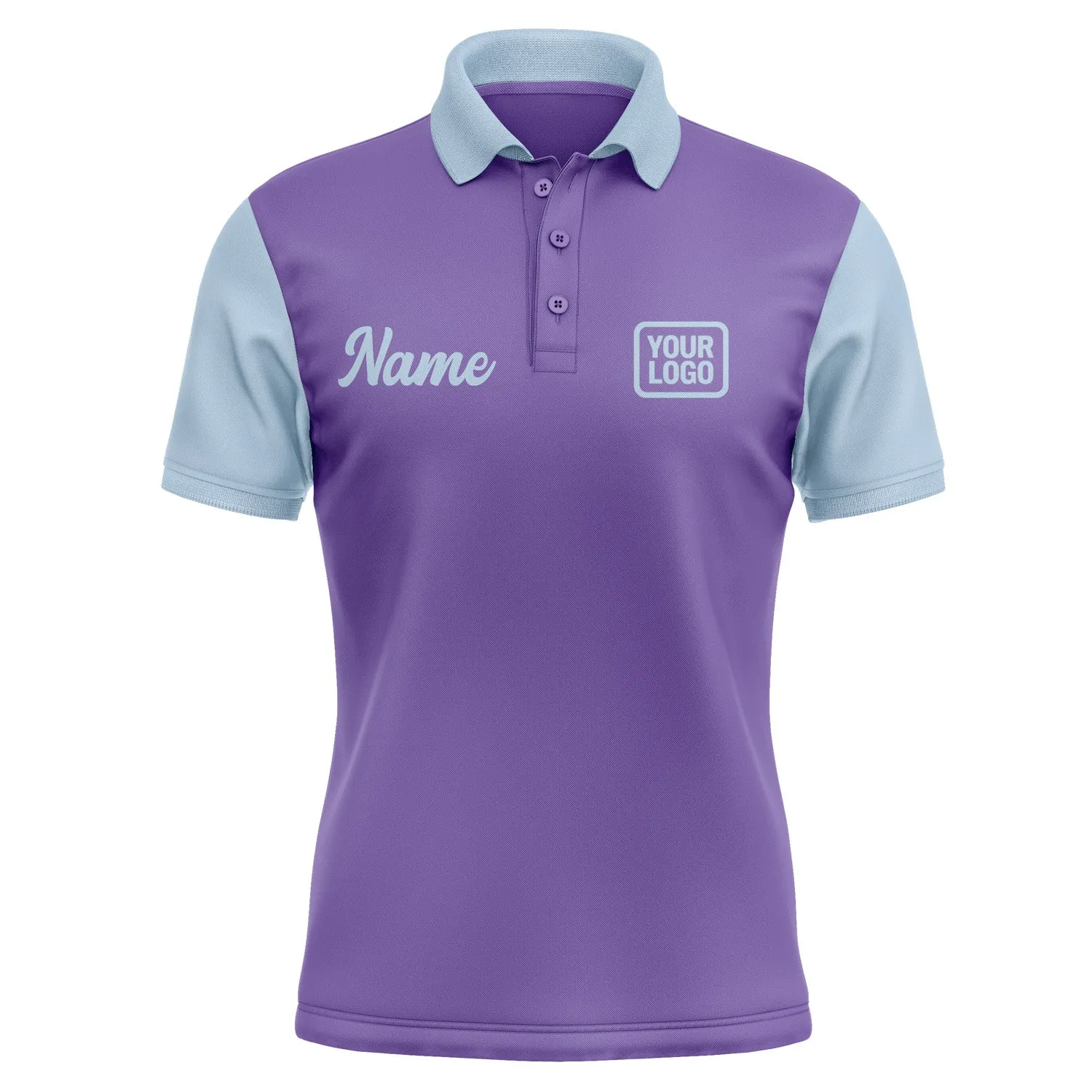 Custom Light Purple Light Blue Short-Sleeve Polo Shirt