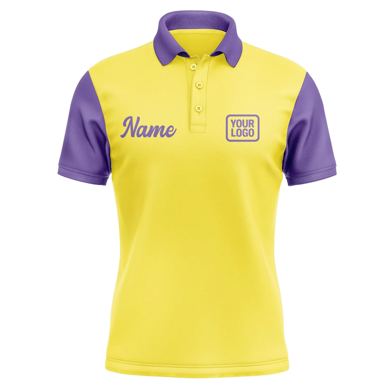 Custom Light Yellow Light Purple Short-Sleeve Polo Shirt