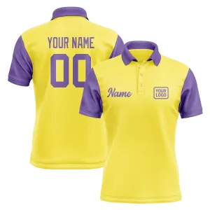Custom Light Yellow Light Purple Short-Sleeve Polo Shirt