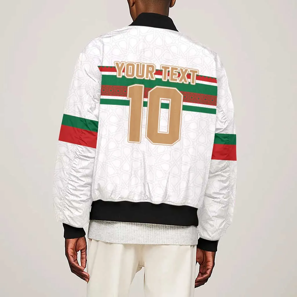 Custom Moroccan Football Sleeve Zip Bomber Jacket The Hunt of Atlas Lions LT03