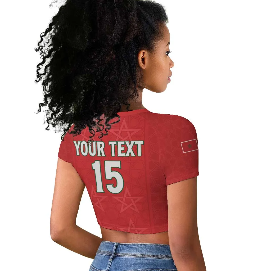 Custom Morocco Football Raglan Cropped T shirt Allez les Lions de lAtlas LT15