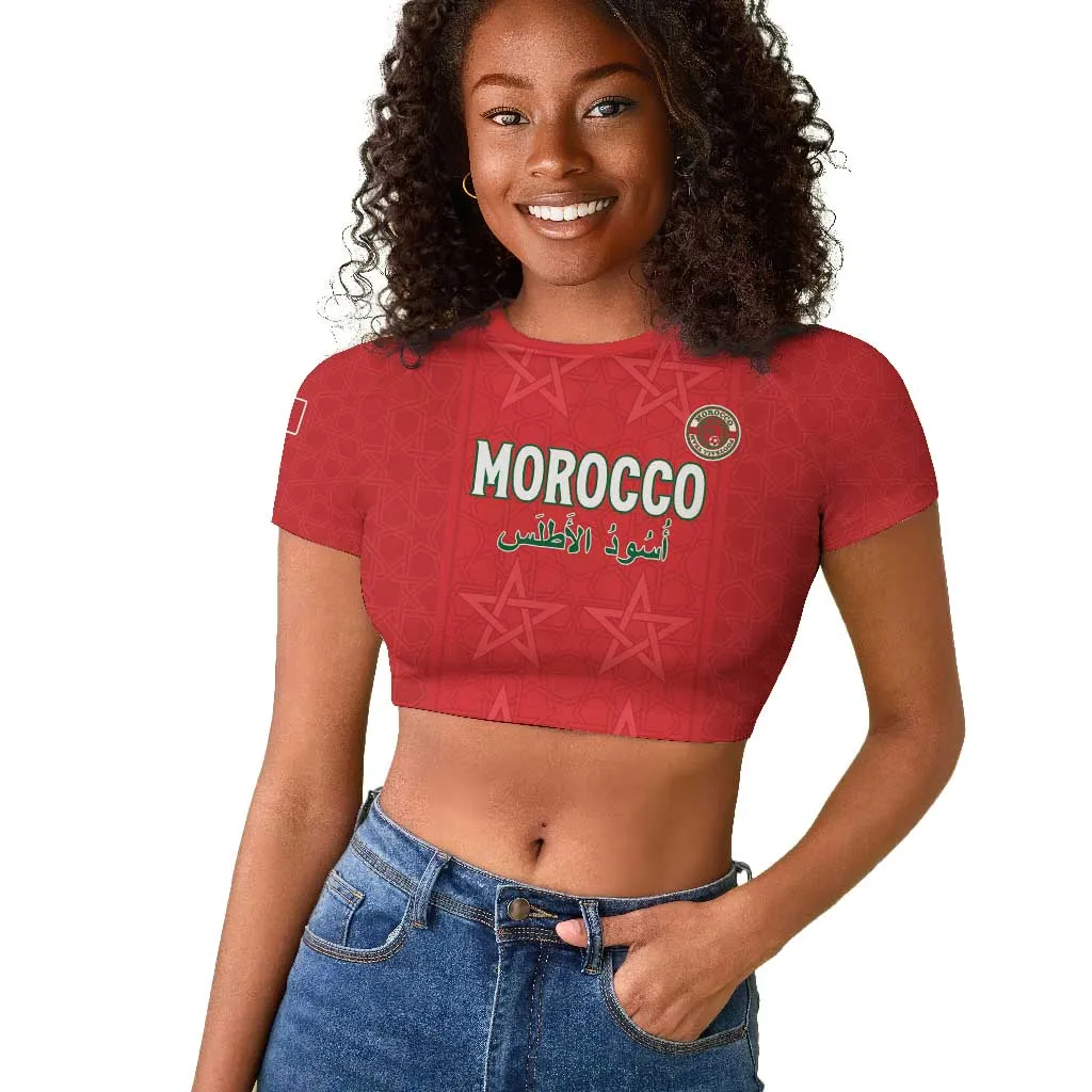 Custom Morocco Football Raglan Cropped T shirt Allez les Lions de lAtlas LT15