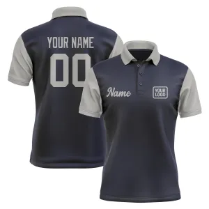 Custom Navy Gray Short-Sleeve Polo Shirt