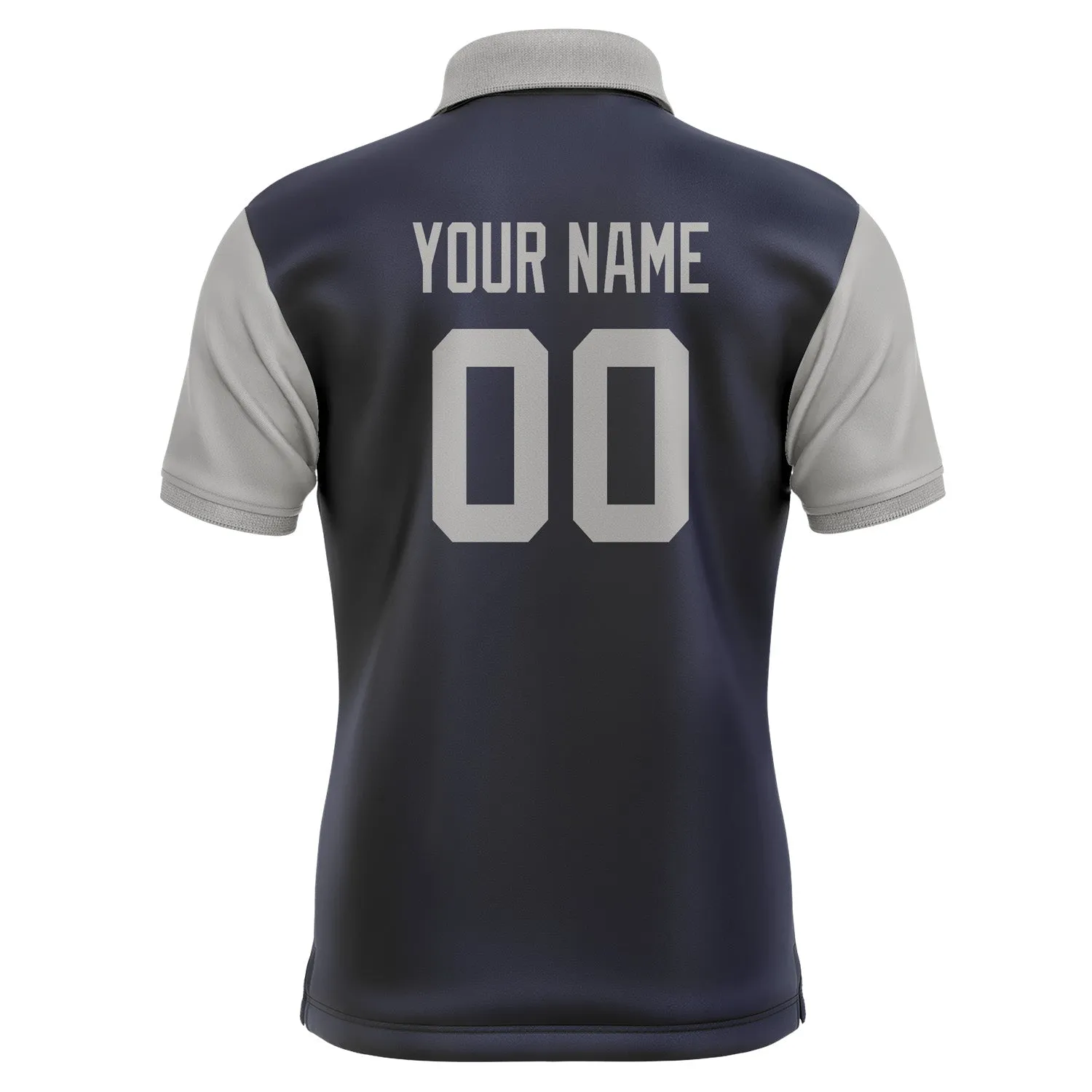 Custom Navy Gray Short-Sleeve Polo Shirt