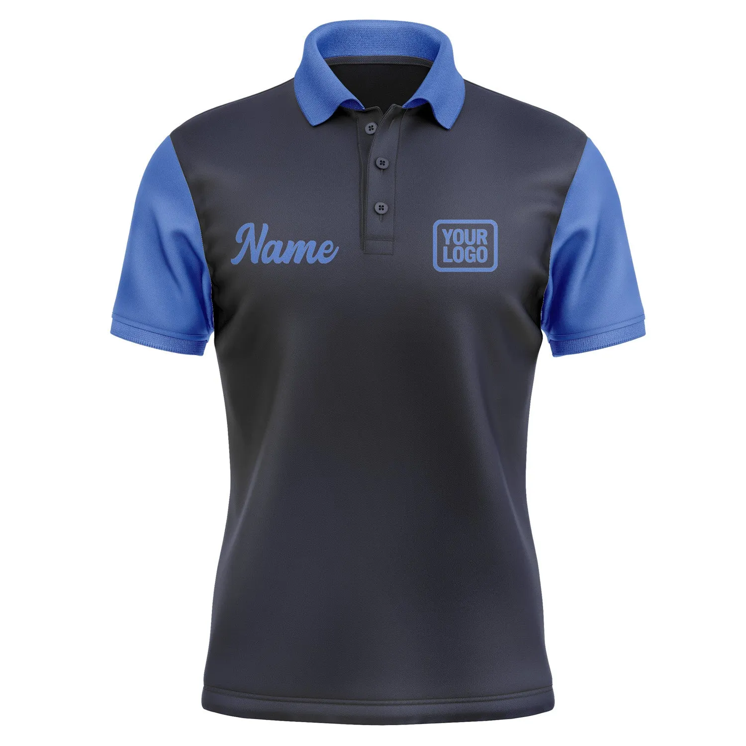 Custom Navy Sky Blue Short-Sleeve Polo Shirt