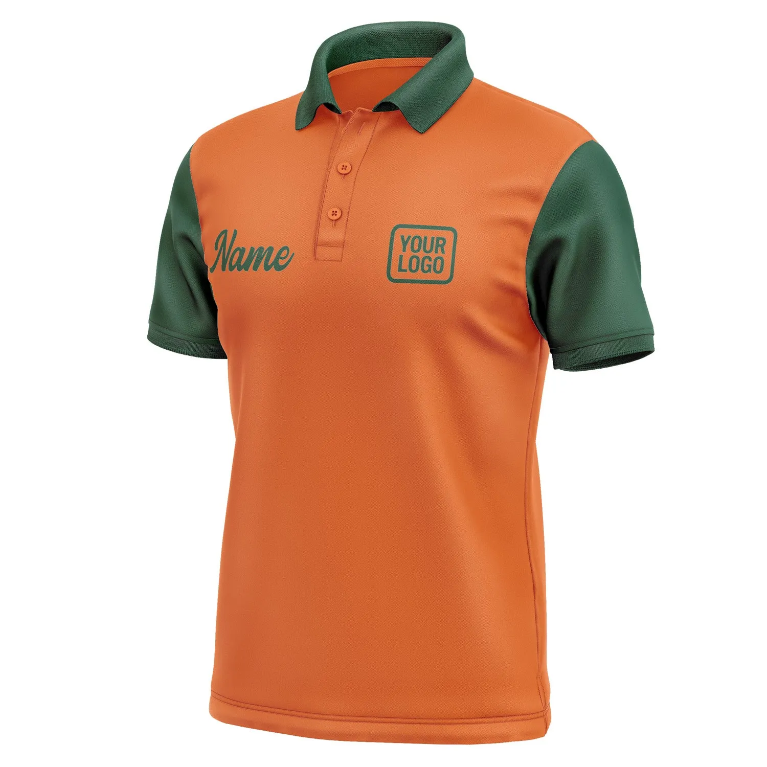 Custom Orange Green Short-Sleeve Polo Shirt