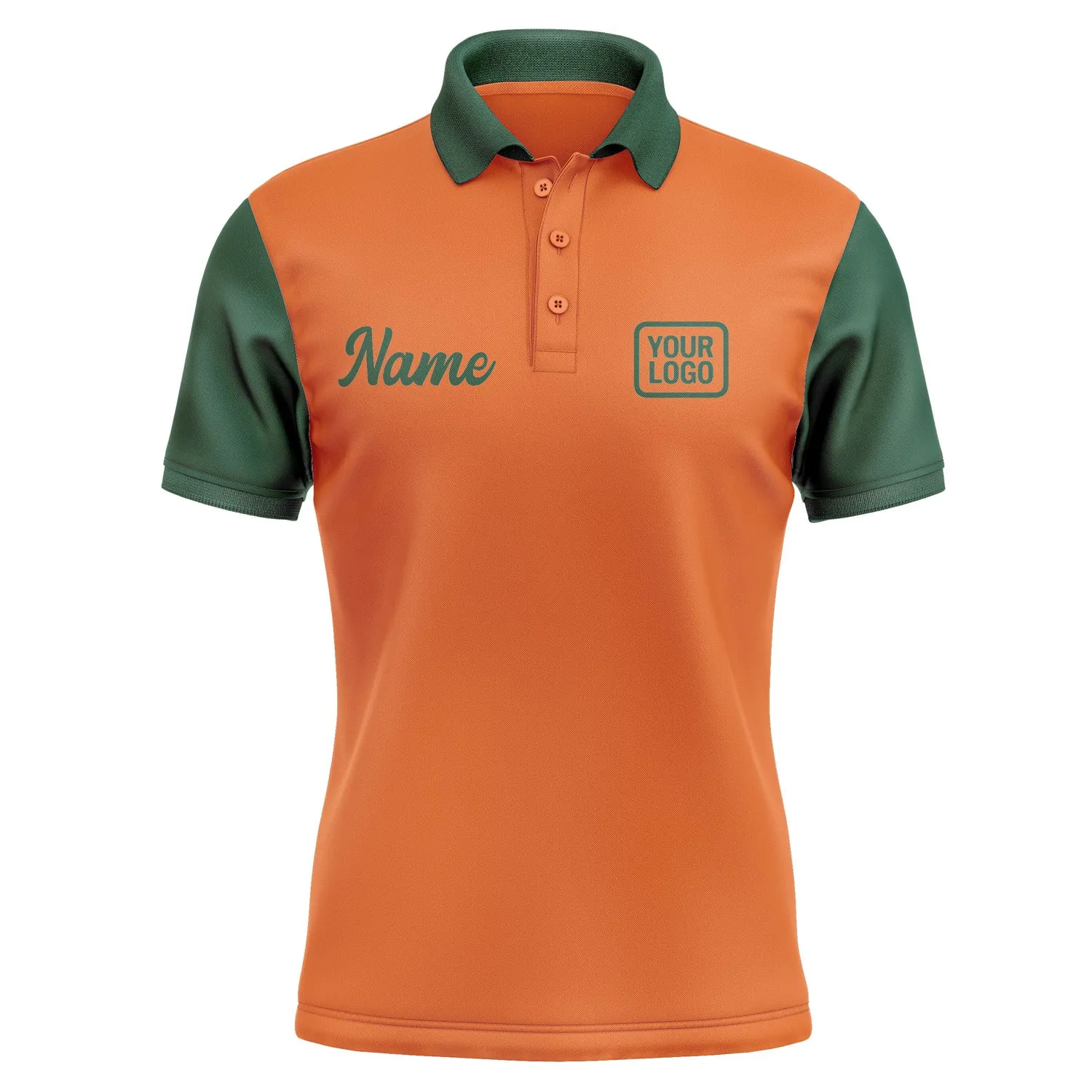Custom Orange Green Short-Sleeve Polo Shirt