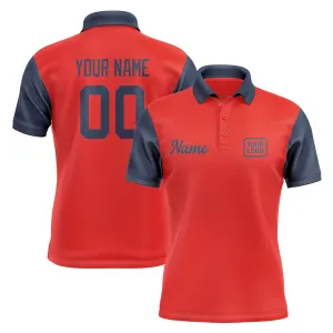 Custom Orange Red Blue Short-Sleeve Polo Shirt
