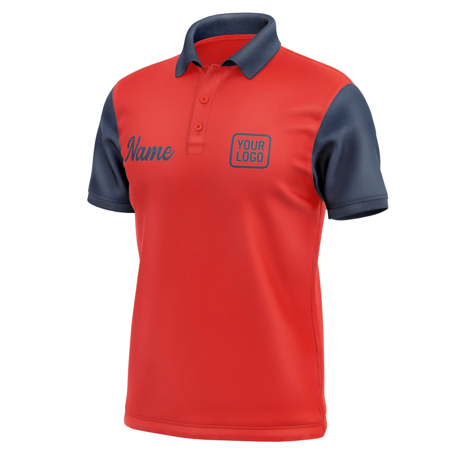 Custom Orange Red Blue Short-Sleeve Polo Shirt