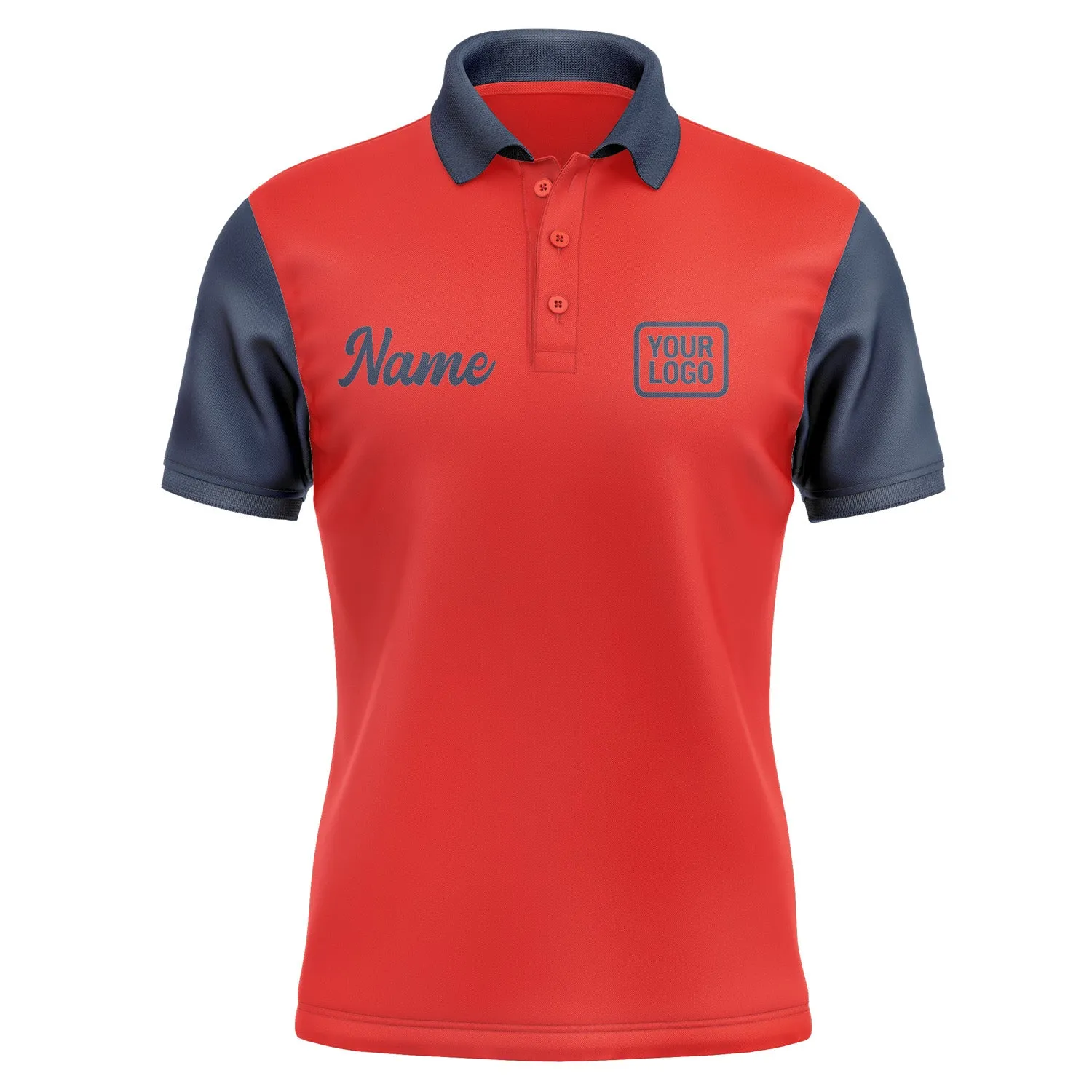 Custom Orange Red Blue Short-Sleeve Polo Shirt