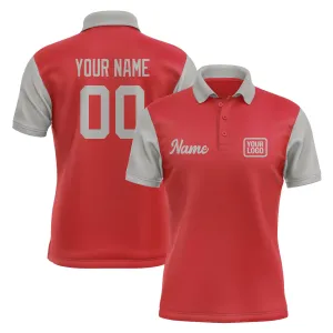 Custom Red Gray Short-Sleeve Polo Shirt