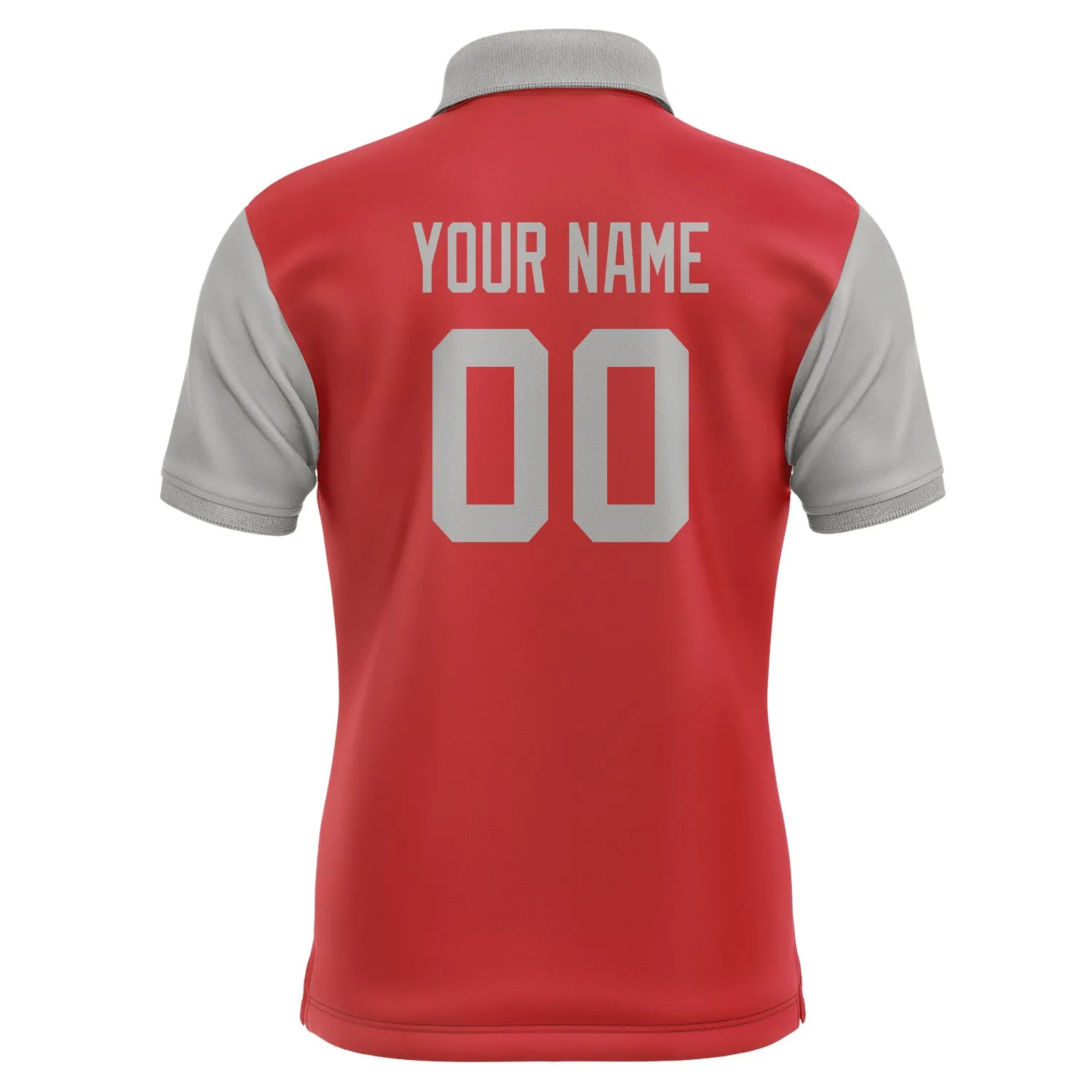 Custom Red Gray Short-Sleeve Polo Shirt