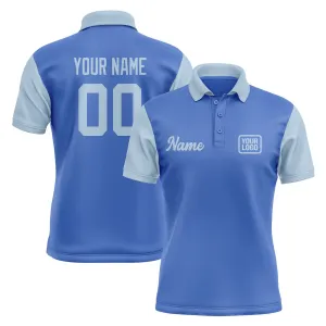 Custom Sky Blue Light Blue Short-Sleeve Polo Shirt