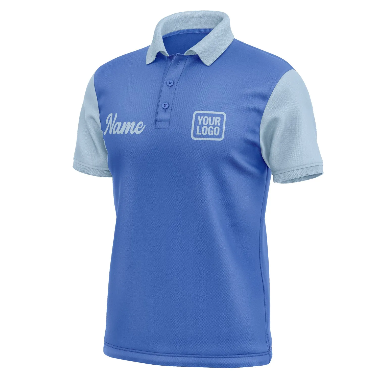 Custom Sky Blue Light Blue Short-Sleeve Polo Shirt