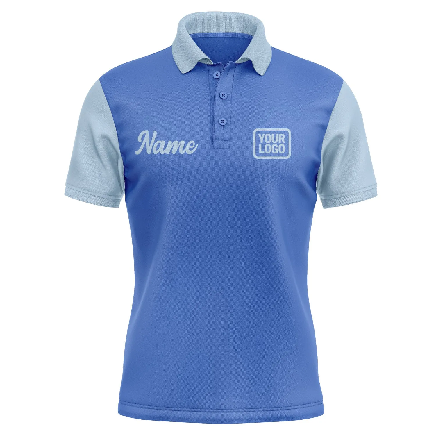Custom Sky Blue Light Blue Short-Sleeve Polo Shirt