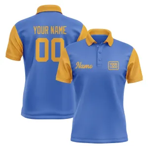 Custom Sky Blue Yellow Short-Sleeve Polo Shirt
