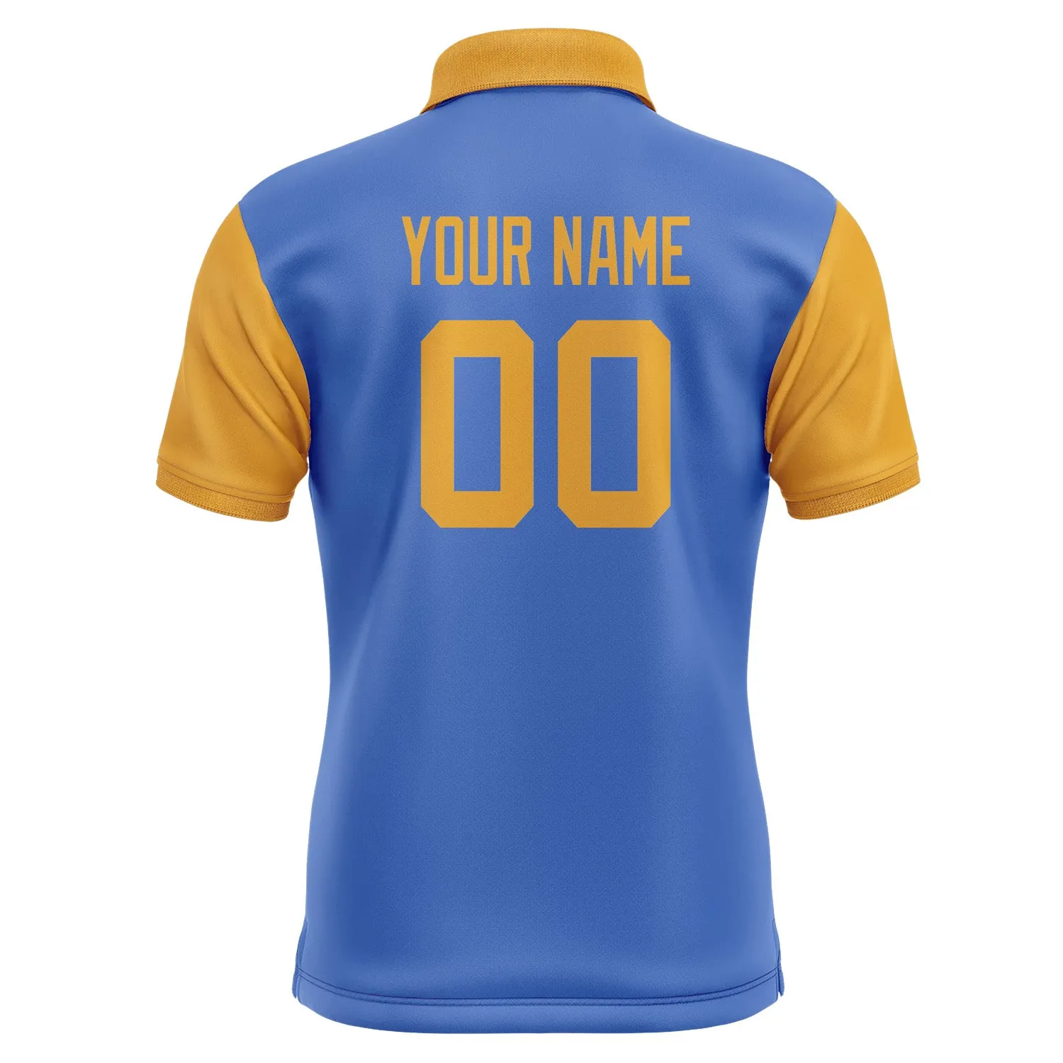Custom Sky Blue Yellow Short-Sleeve Polo Shirt