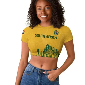 Custom South Africa Cricket Raglan Cropped T shirt 2024 African Pattern Go Proteas LT14