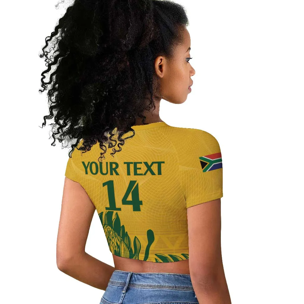 Custom South Africa Cricket Raglan Cropped T shirt 2024 African Pattern Go Proteas LT14