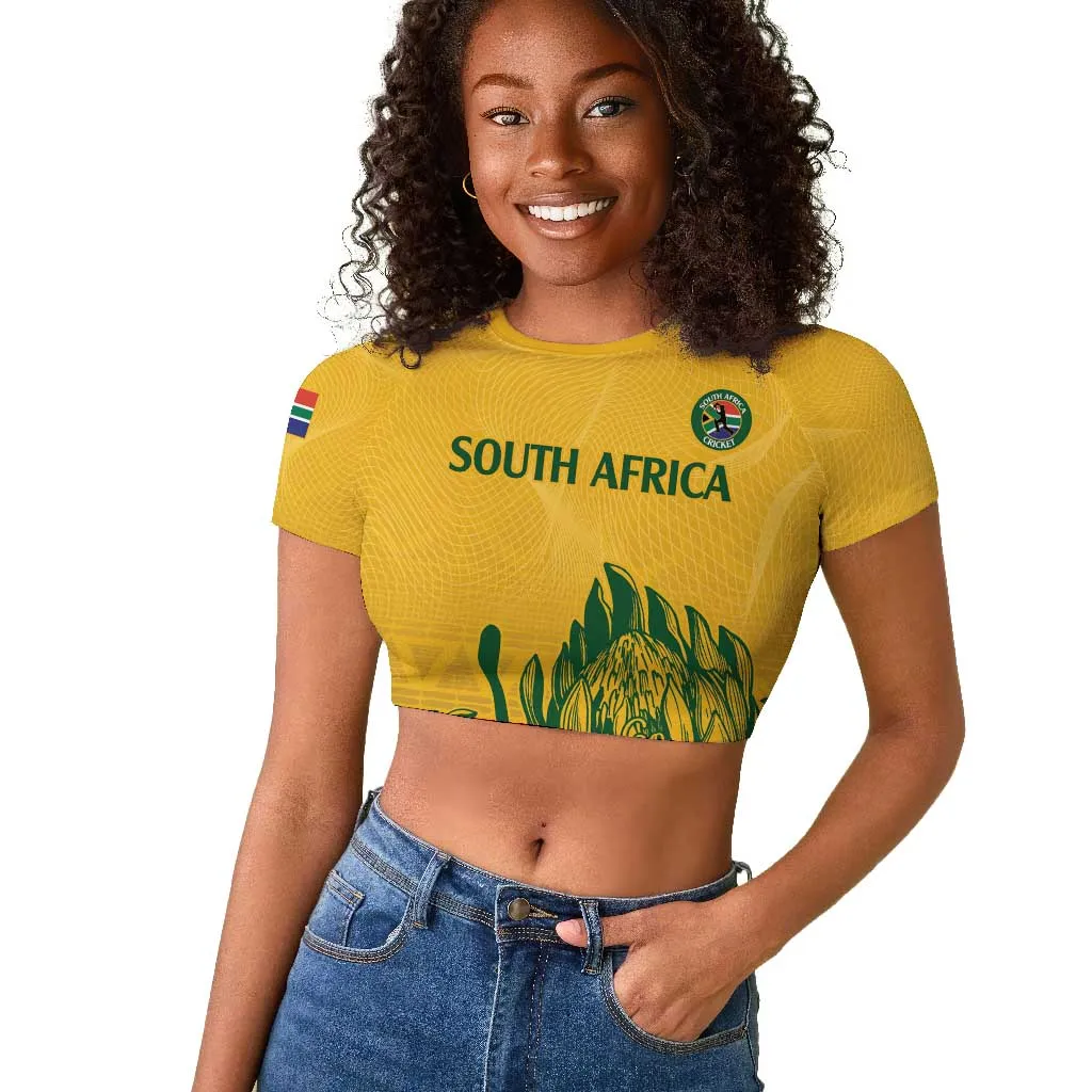 Custom South Africa Cricket Raglan Cropped T shirt 2024 African Pattern Go Proteas LT14