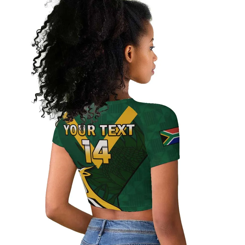Custom South Africa Rugby Go Blitzboks Sevens Raglan Cropped T shirt LT14