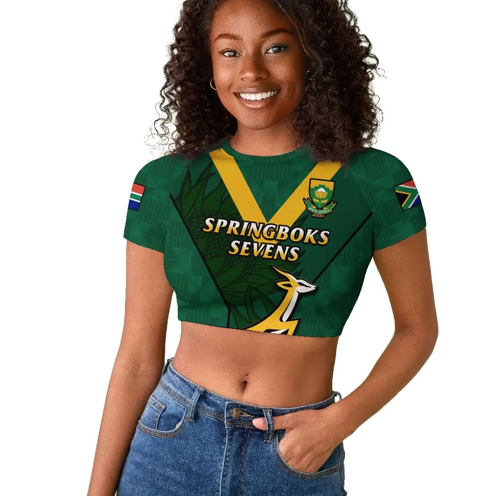 Custom South Africa Rugby Go Blitzboks Sevens Raglan Cropped T shirt LT14