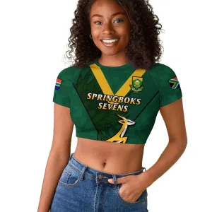 Custom South Africa Rugby Go Blitzboks Sevens Raglan Cropped T shirt LT14