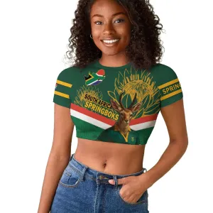 Custom South Africa Rugby Raglan Cropped T shirt 2024 Go Springboks Mascot African Pattern LT14