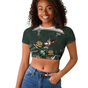 Custom South Africa Rugby Raglan Cropped T shirt Springboks 4th Champions World Cup Proud Bokke LT14