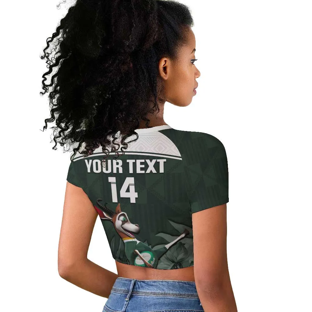 Custom South Africa Rugby Raglan Cropped T shirt Springboks 4th Champions World Cup Proud Bokke LT14