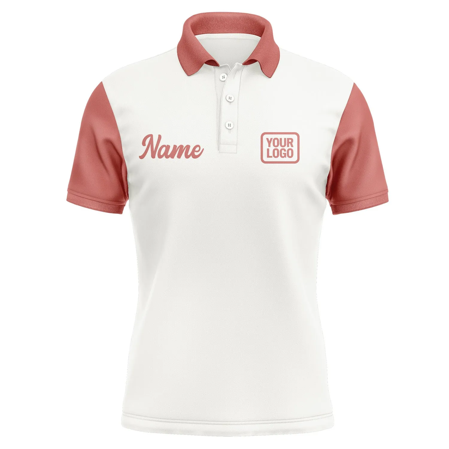 Custom White Copper Rose Short-Sleeve Polo Shirt