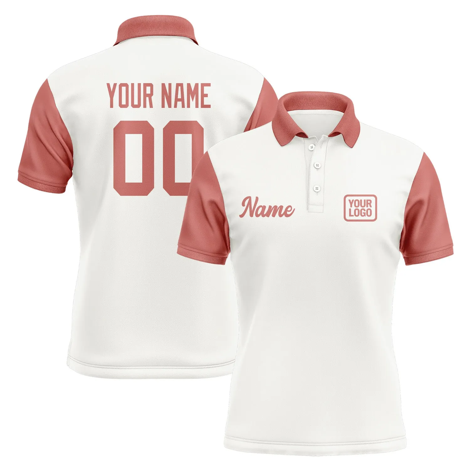 Custom White Copper Rose Short-Sleeve Polo Shirt