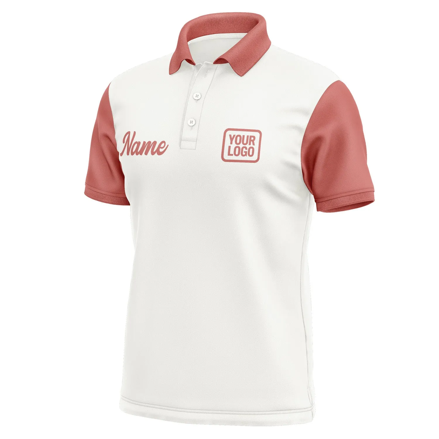 Custom White Copper Rose Short-Sleeve Polo Shirt