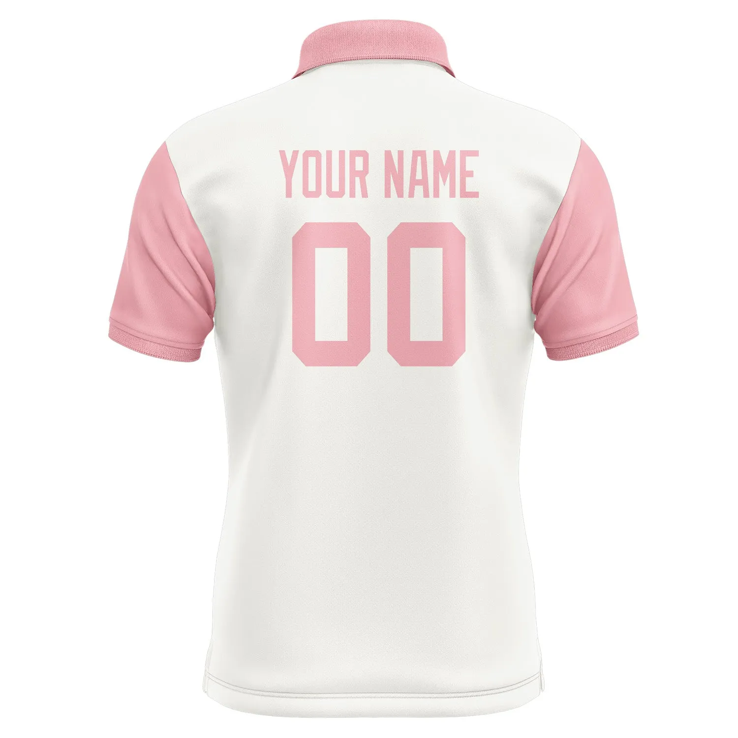 Custom White Light Pink Short-Sleeve Polo Shirt
