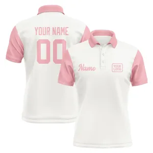 Custom White Light Pink Short-Sleeve Polo Shirt
