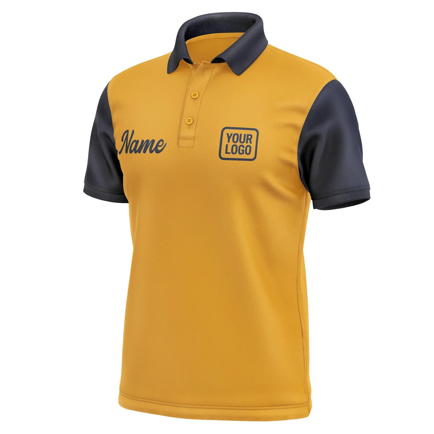Custom Yellow Navy Short-Sleeve Polo Shirt