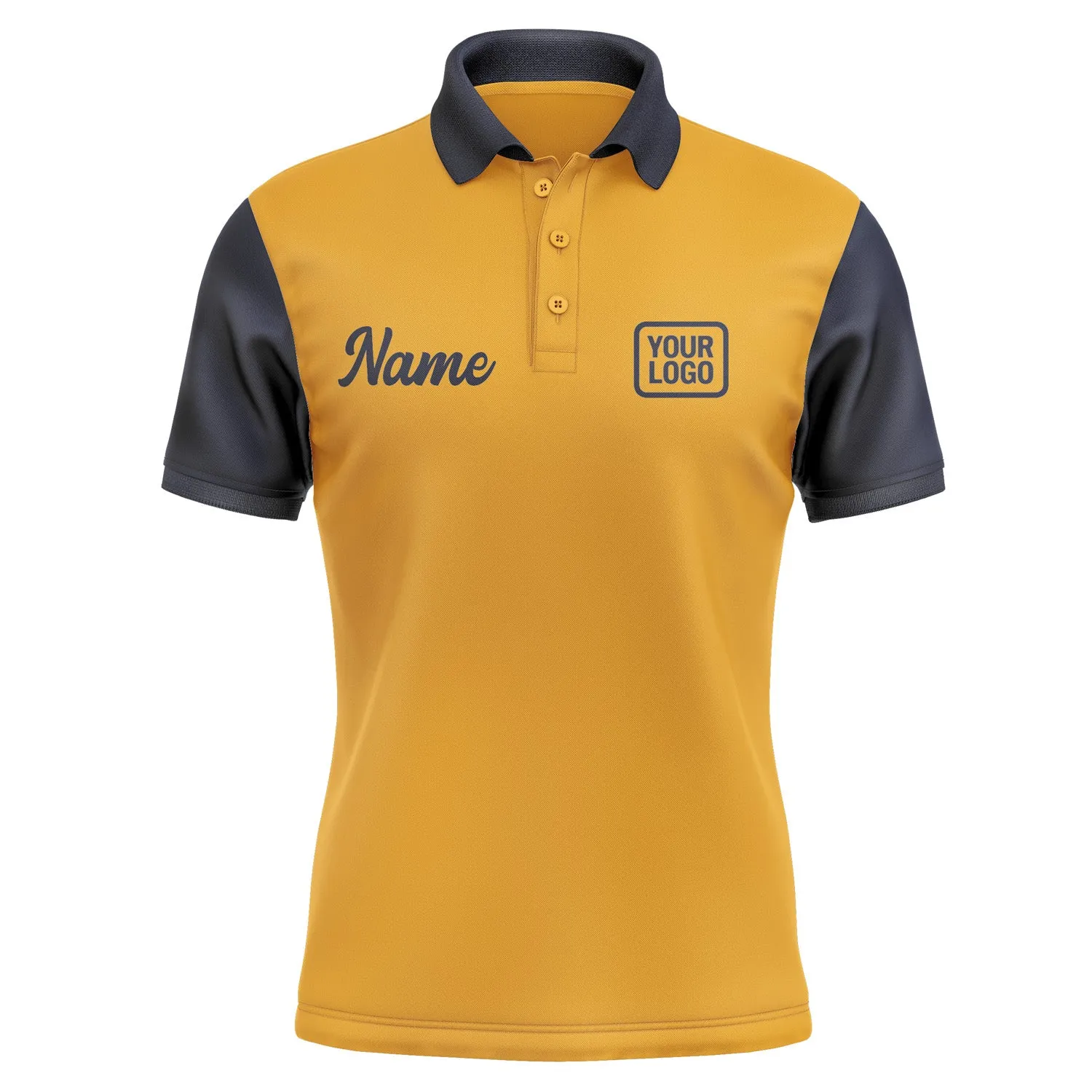 Custom Yellow Navy Short-Sleeve Polo Shirt