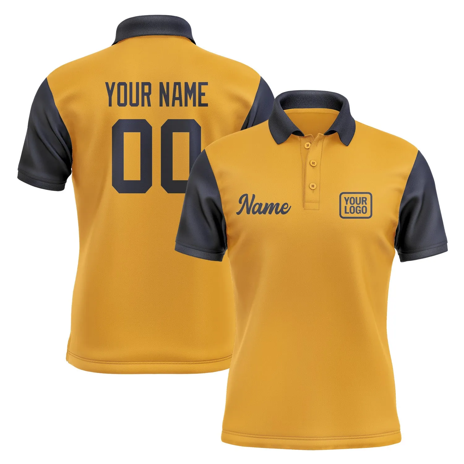 Custom Yellow Navy Short-Sleeve Polo Shirt
